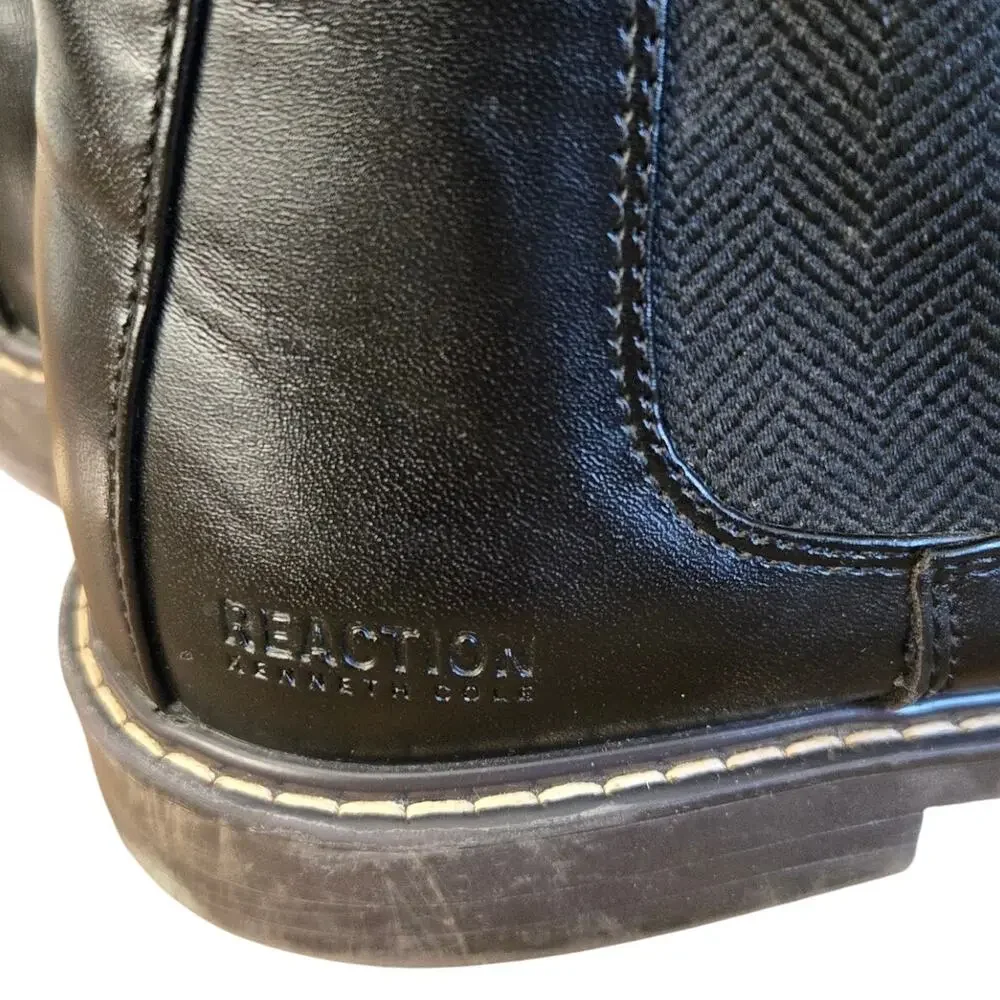 Kenneth Cole Ely Black Chelsea Boots Water‑Resistant Synthetic Leather Size 8